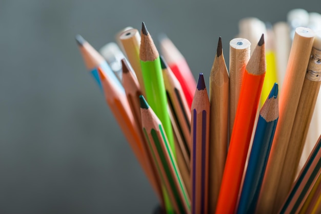 Bunch of color pencils in a stand