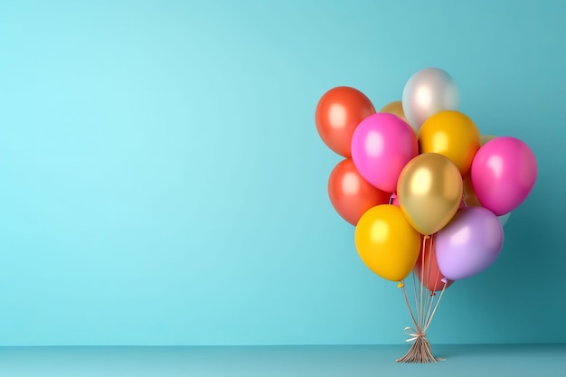 A bunch of colorful balloons on a blue background