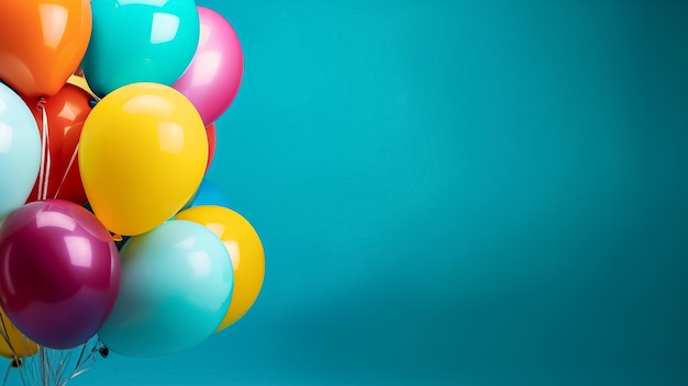 A bunch of colorful balloons on a blue background