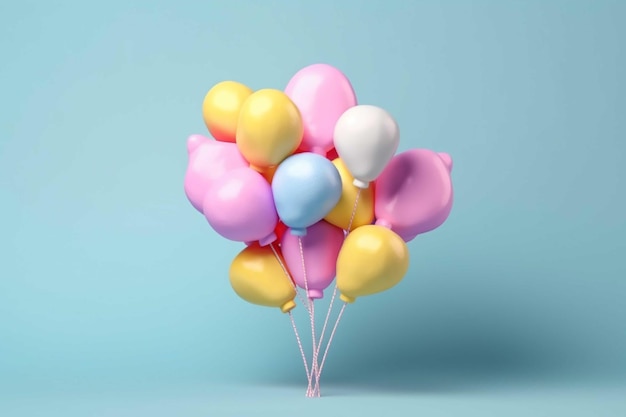 Bunch of colorful balloons on blue background