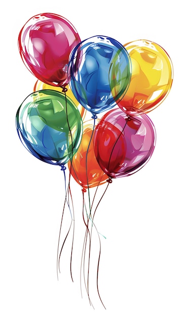 Bunch of colorful balloons isolated on white background Vector illustration