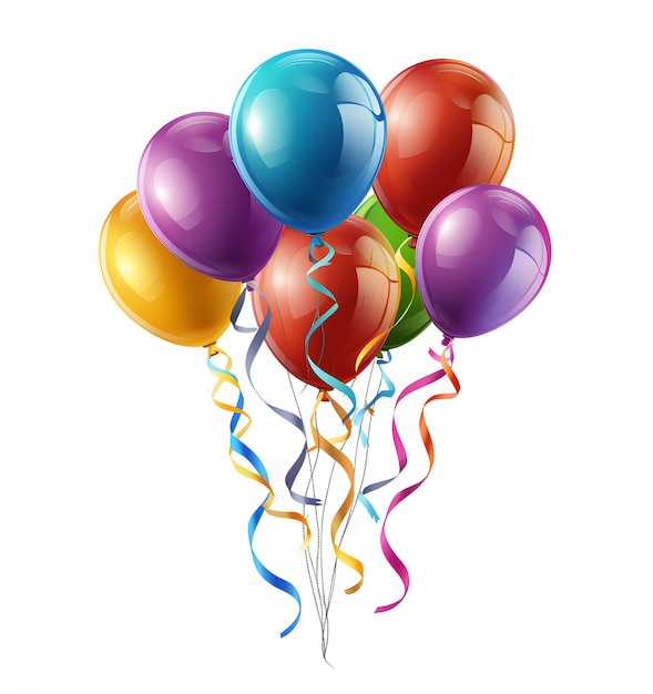 Bunch of colorful balloons isolated on white background Vector illustration