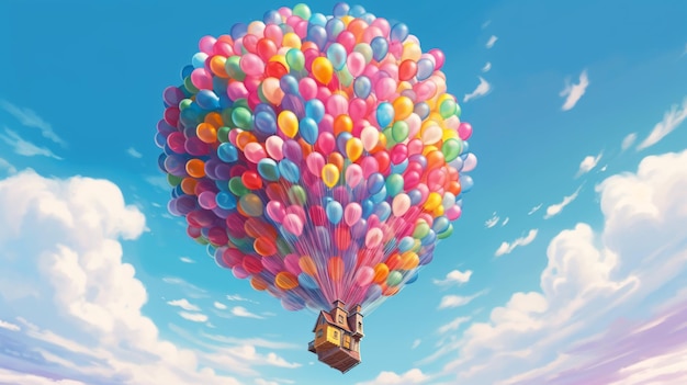 Bunch of colorful balloons and sky