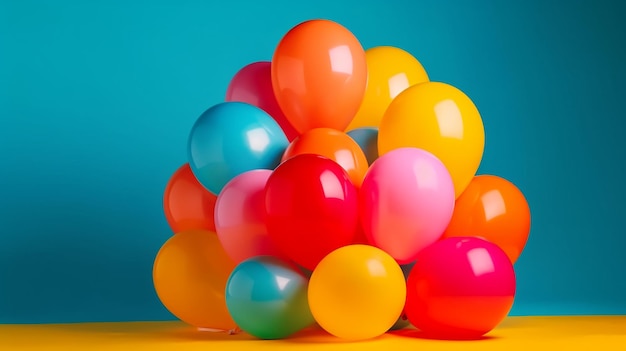 A bunch of colorful balloons on a table