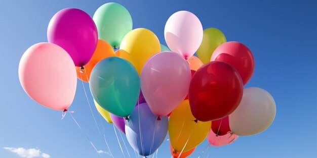 A bunch of colorful balloons with the word love on them