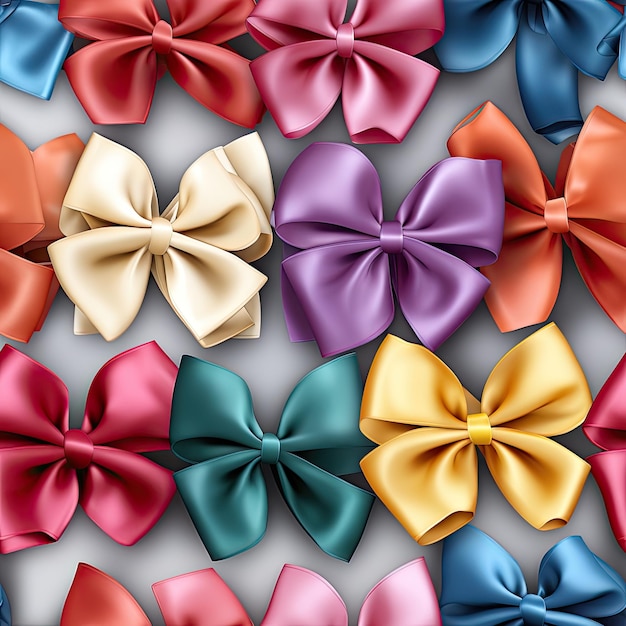 Photo a bunch of colorful bows are lined up on a gray background