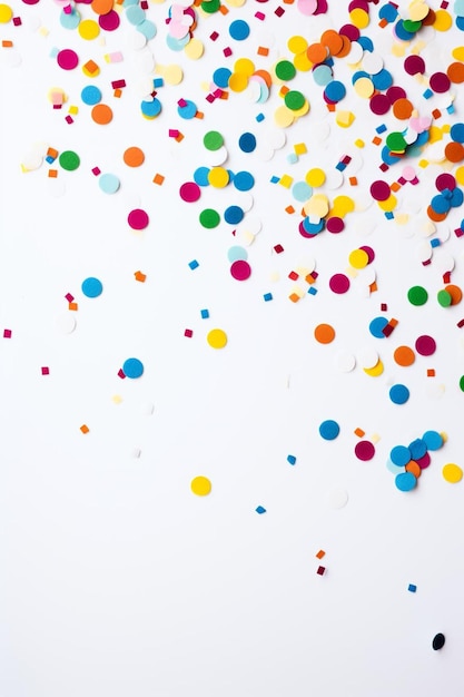 a bunch of colorful confetti on a white surface