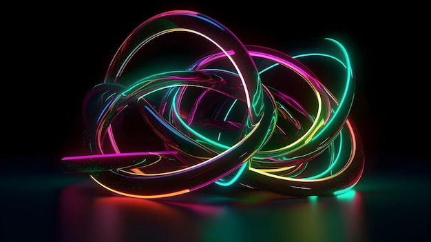 A bunch of colorful lights in a dark room