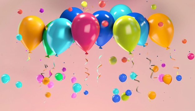 Photo a bunch of colorful party balloons background generative ai