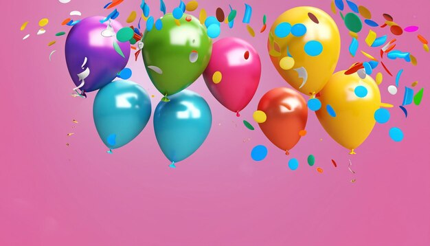 A bunch of colorful party balloons background generative ai