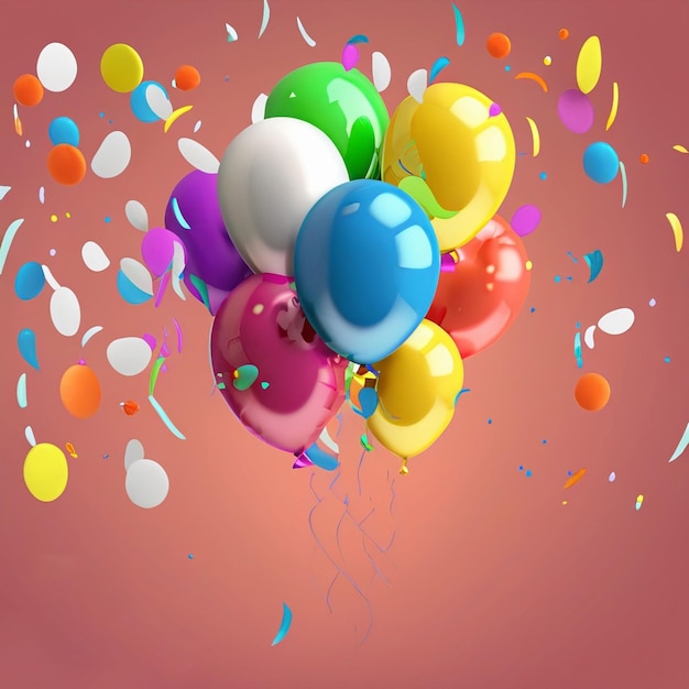 Photo a bunch of colorful party balloons on white background generative ai