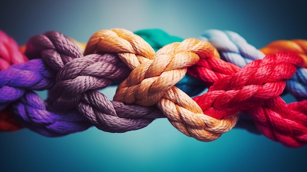 Photo a bunch of colorful rope with different colors and colors