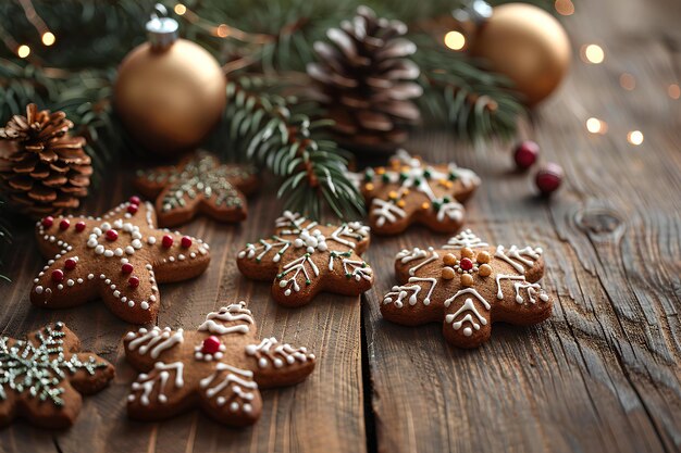 A bunch of cookies sitting on top of a wooden table