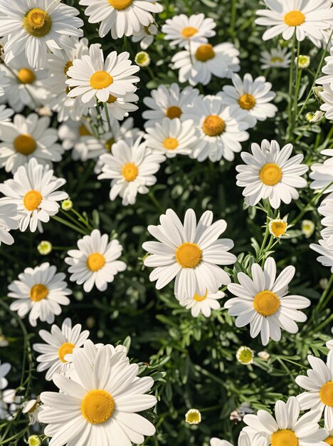 a bunch of daisies are in a field of flowers