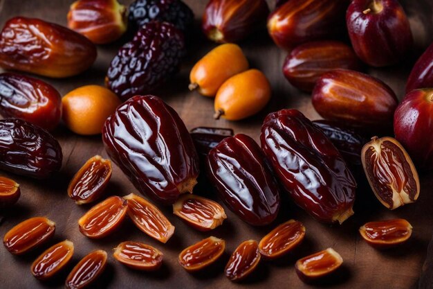 Photo a bunch of dates and dates are on a table