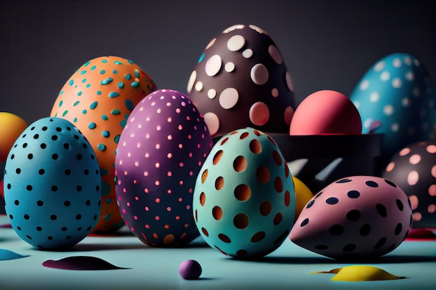 A bunch of decorated easter eggs on a table