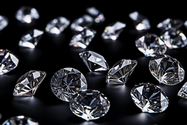 a bunch of diamonds are on a black background