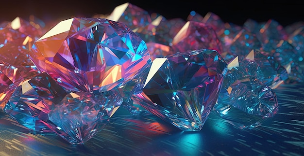 A bunch of diamonds are on a table