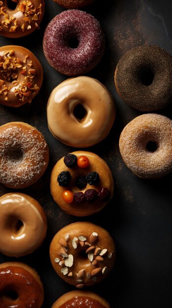 A bunch of donuts are on a table with one that says " donuts ".