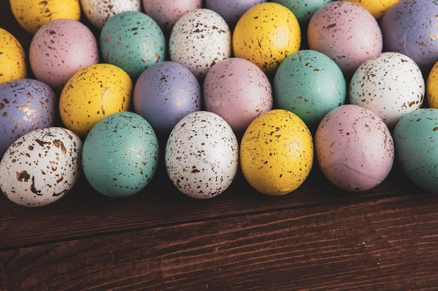 A bunch of easter eggs on a table