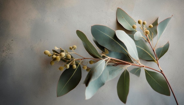 Photo a bunch of eucalyptus leaves on a table