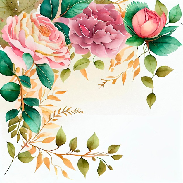 Bunch of flowers Beautiful wedding flowers watercolor Illustration created by Generative AI technology