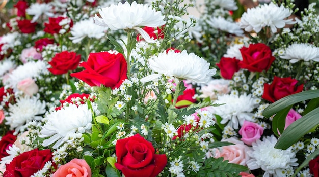 Bunch of flowers or colorful fresh Flowers frame and bouquet background