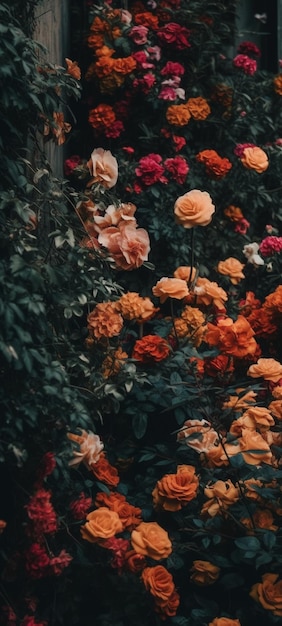 A bunch of flowers in a garden