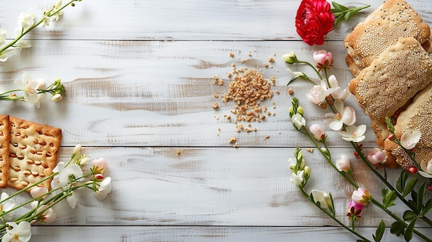 Photo a bunch of flowers and a piece of paper with a crumbs on it