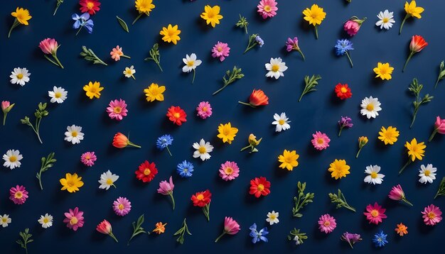 Foto un bouquet di fiori che sono su uno sfondo blu