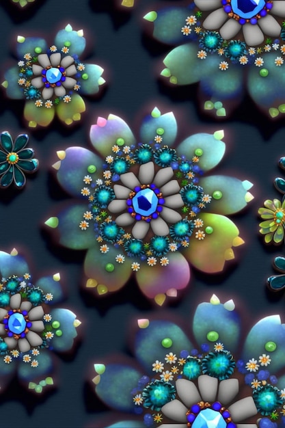 Bunch of flowers that are next to each other generative ai