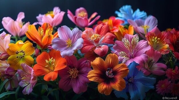 Photo a bunch of flowers that are in a pot