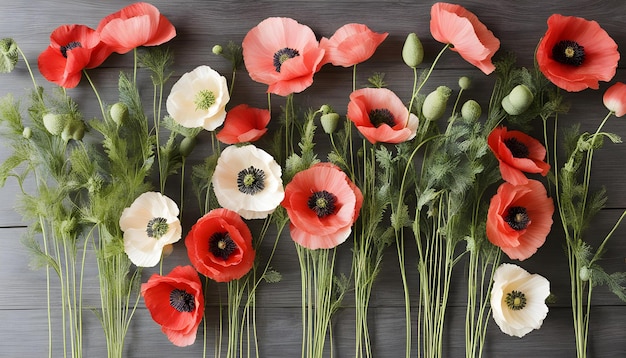 a bunch of flowers that are on a table