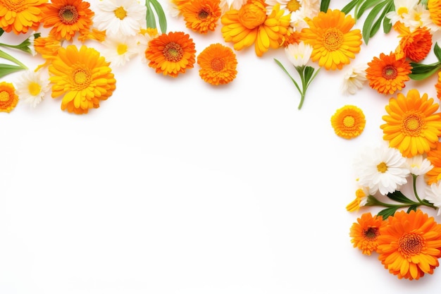 a bunch of flowers on a white background