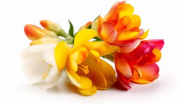 A bunch of flowers on a white background