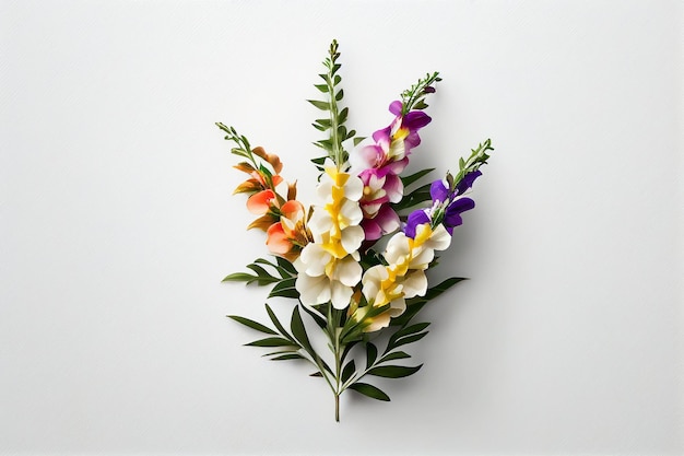 A bunch of flowers on a white background