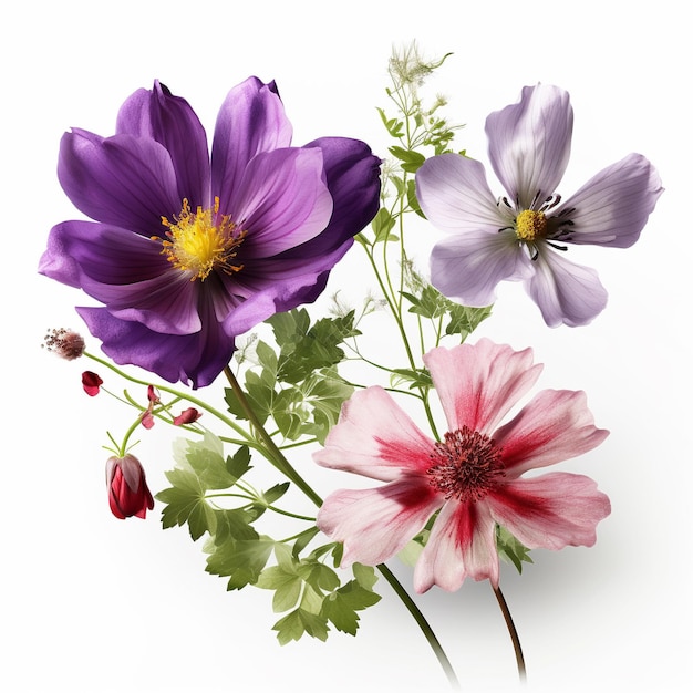 A bunch of flowers with one that says i love flowers a white background