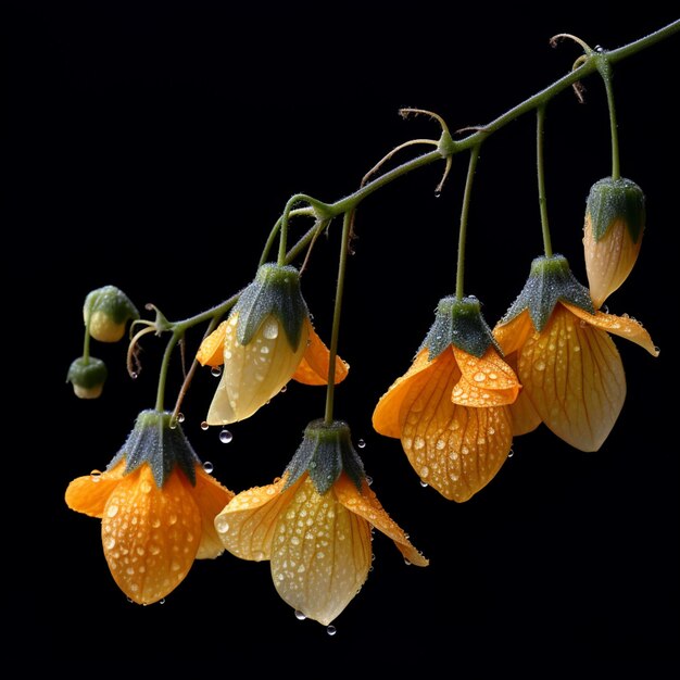Foto un mazzo di fiori con sopra le gocce di pioggia