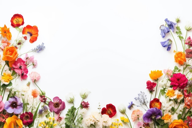 a bunch of flowers with a white background that says spring in the middle.