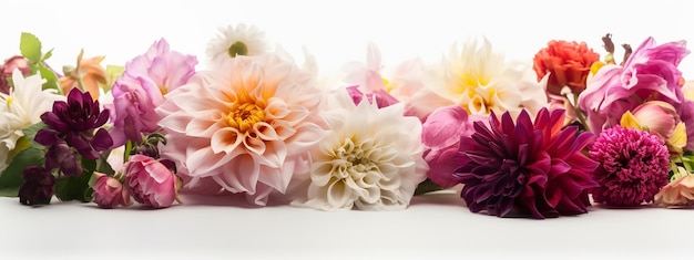 A bunch of flowers with a white background