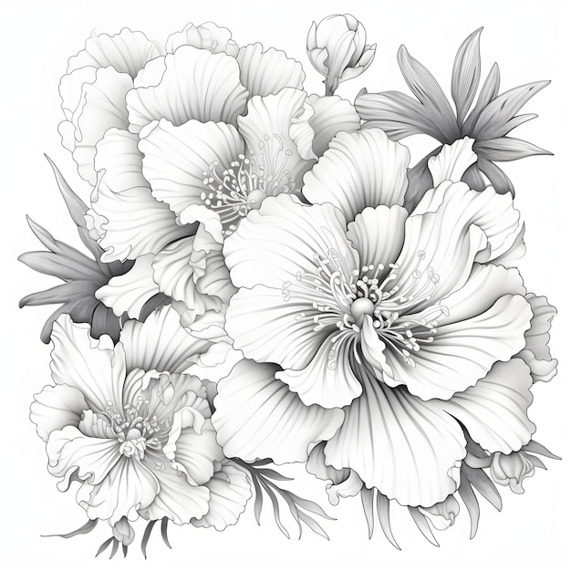 A bunch of flowers with a white background