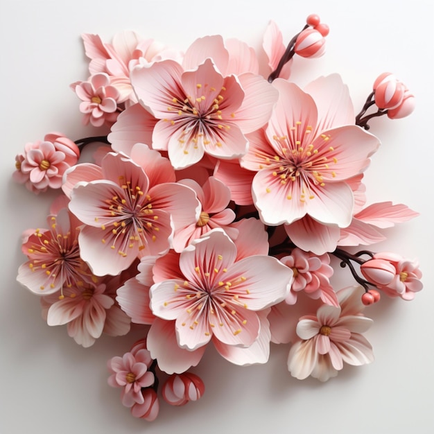 A bunch of flowers with white background