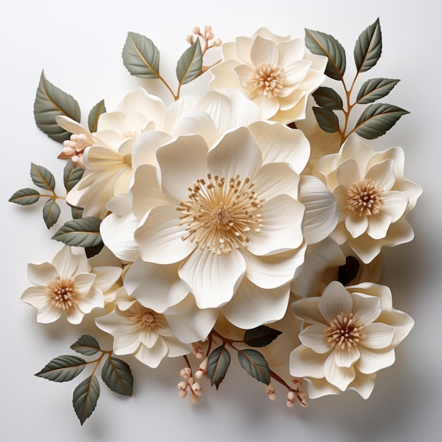 A bunch of flowers with white background