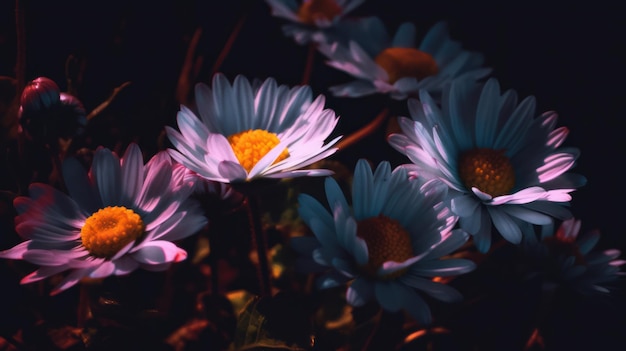 A bunch of flowers with the word daisy on the bottom