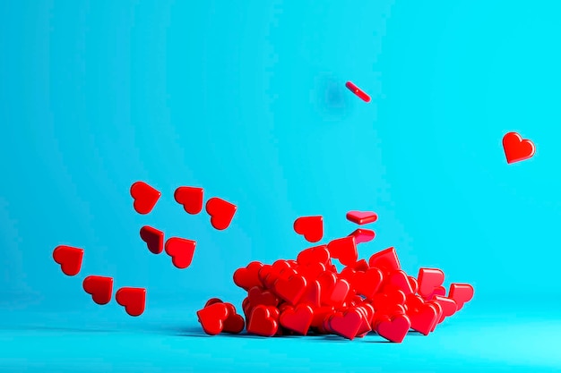 Bunch of flying red hearts for Valentine39s Day 3d rendering