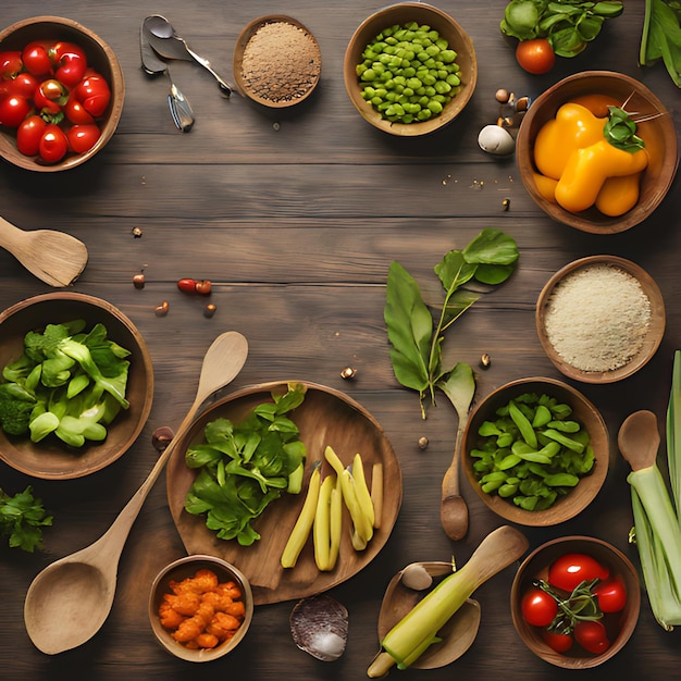 куча еды, включая овощи, включая ту, которая имеет много ингредиентов