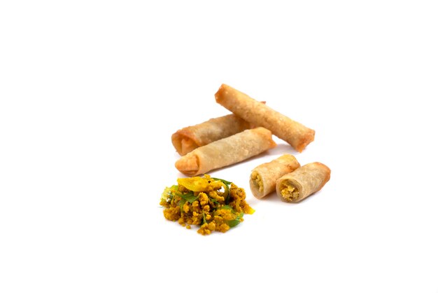 a bunch of food that is on a white background