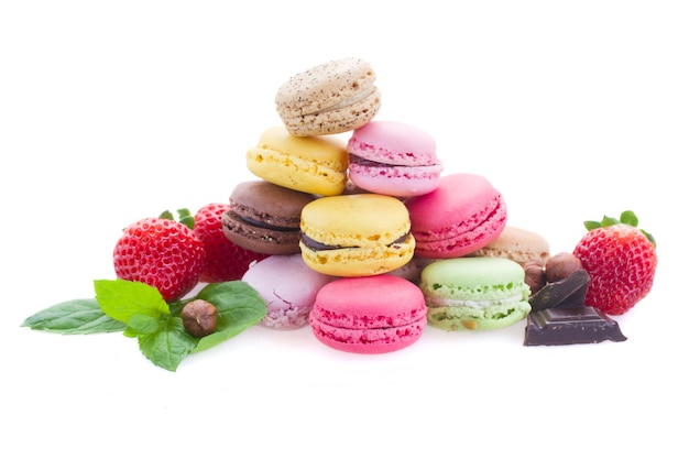 Bunch of french multicolored macaroons