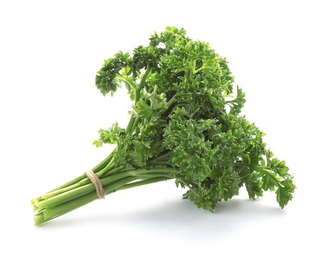 Bunch of fresh green parsley on white background