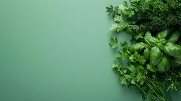 A bunch of fresh herbs like basil parsley and cilantro